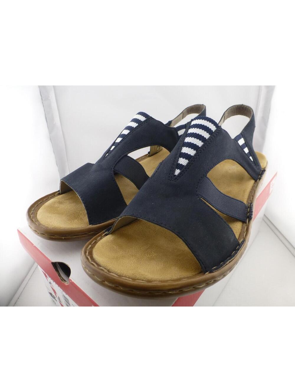 Rieker Antistress Women's Sandals EU 39 UK 6 US 8 Blue White Striped Comfort M3 - Picture 2 of 11
